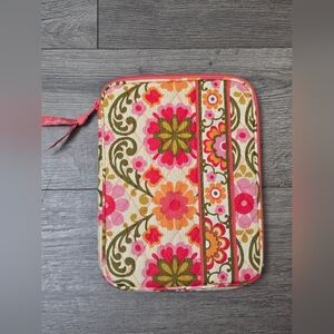 Vera Bradley Floral Tablet Sleeve EUC Pink Green Orange